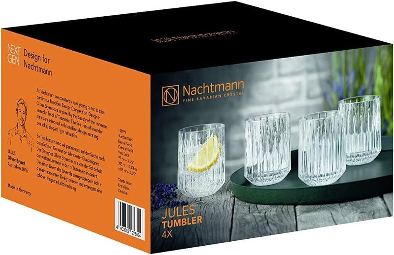 Nachtmann Jules Collection Glass Tumbler Set of 4, 10-Ounce, Clear, Made of Crystal Glass, Use for Water, Sparkling Water, Whiskey, Soft Drinks, and Other Beverages, Dishwasher Safe - Image 4